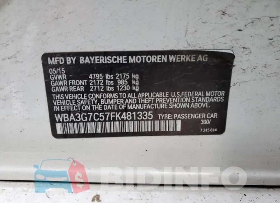 WBA3G7C57FK481335 Photo# 12