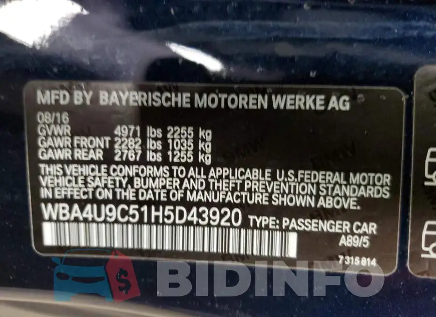 WBA4U9C51H5D43920 Photo# 13
