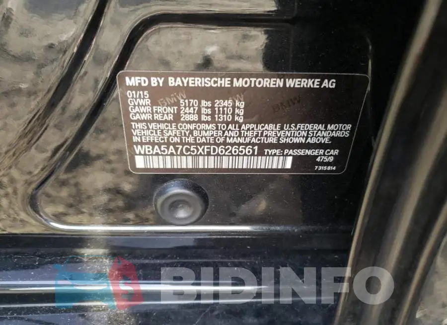 WBA5A7C5XFD626561 Photo# 12