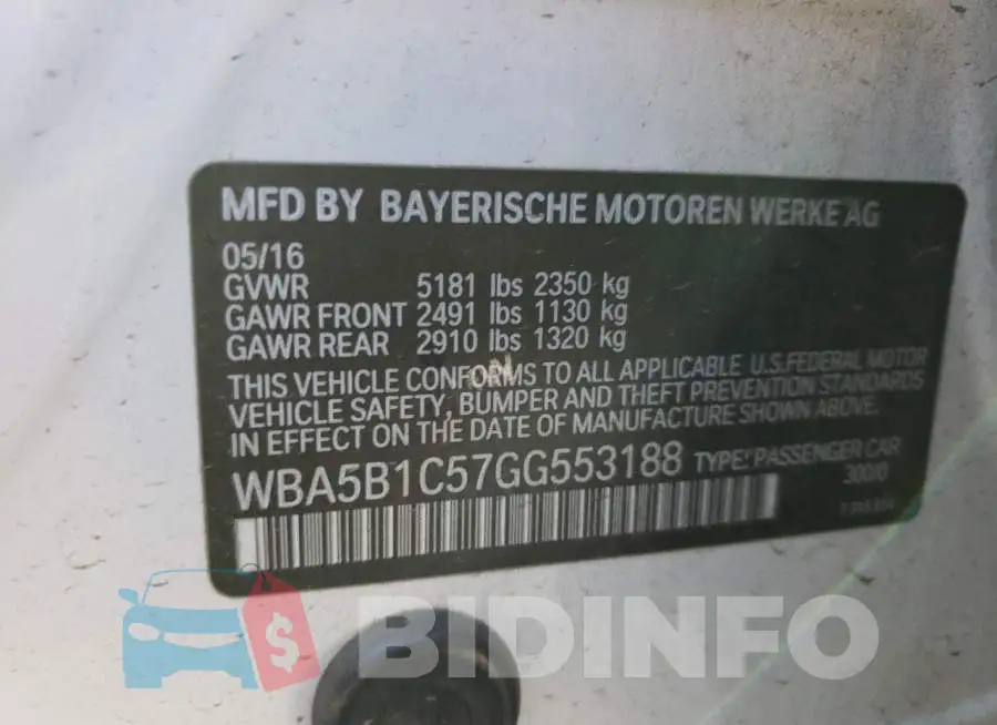 WBA5B1C57GG553188 Photo# 13