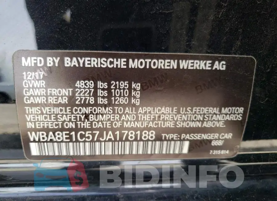 WBA8E1C57JA178188 Photo# 12