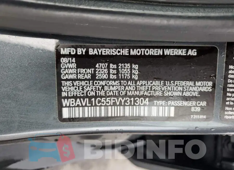 WBAVL1C55FVY31304 Photo# 12