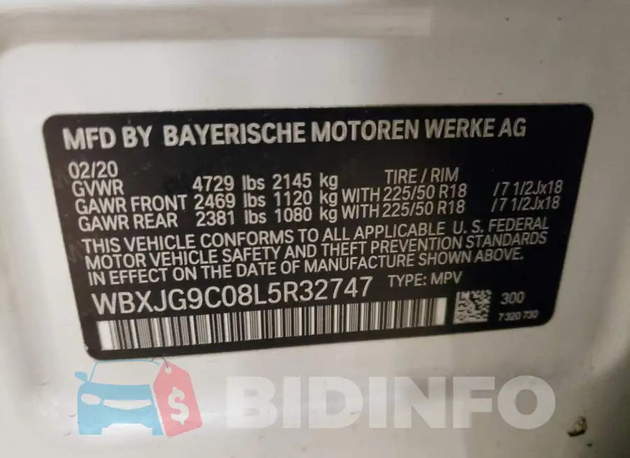 WBXJG9C08L5R32747 Photo# 14