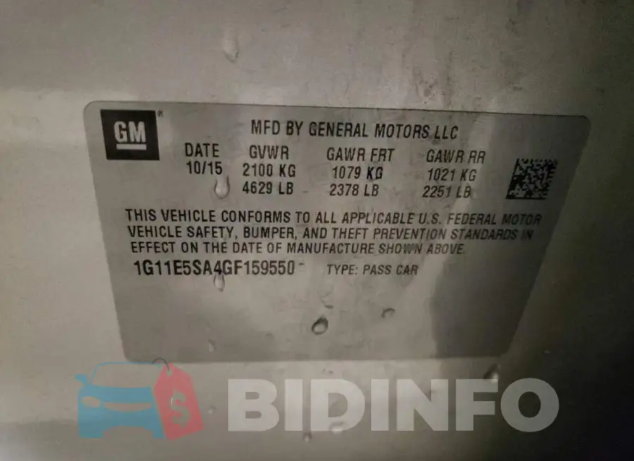 1G11E5SA4GF159550 Photo# 12