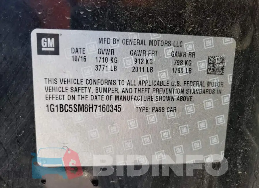 1G1BC5SM8H7160345 Photo# 12