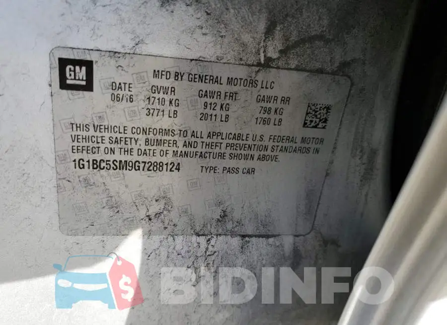 1G1BC5SM9G7288124 Photo# 12