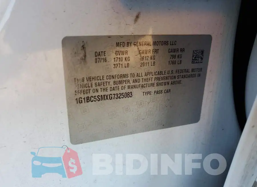 1G1BC5SMXG7325083 Photo# 12