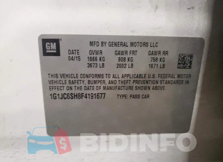 1G1JC6SH8F4191677 Photo# 13