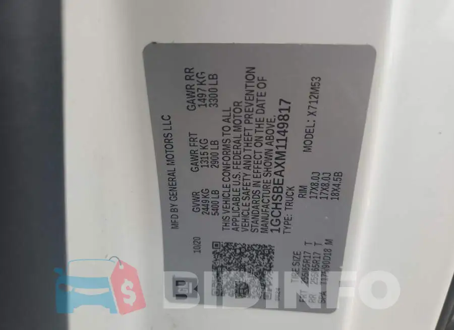 1GCHSBEAXM1149817 Photo# 12