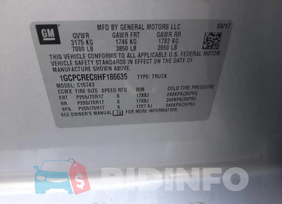 1GCPCREC8HF186635 Photo# 12