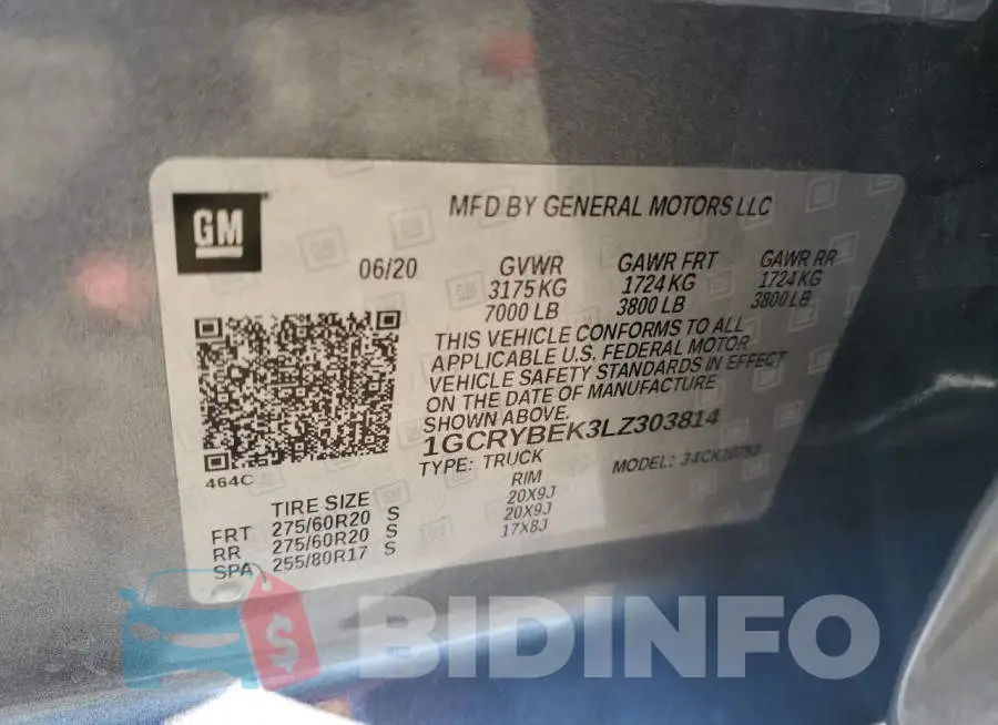 1GCRYBEK3LZ303814 Photo# 12