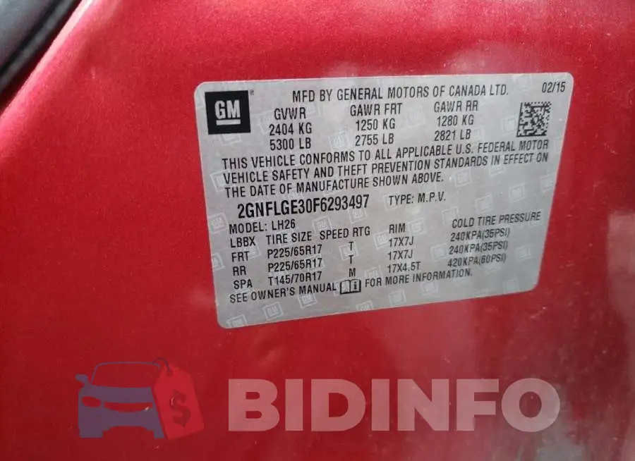 2GNFLGE30F6293497 Photo# 12