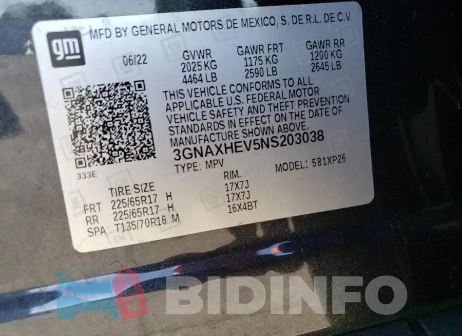 3GNAXHEV5NS203038 Photo# 12