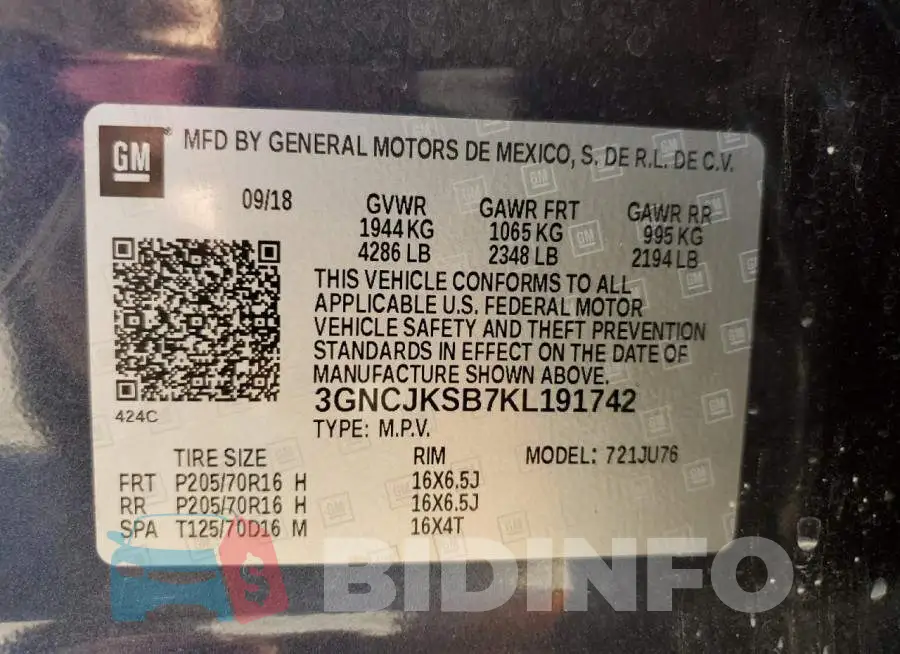 3GNCJKSB7KL191742 Photo# 12