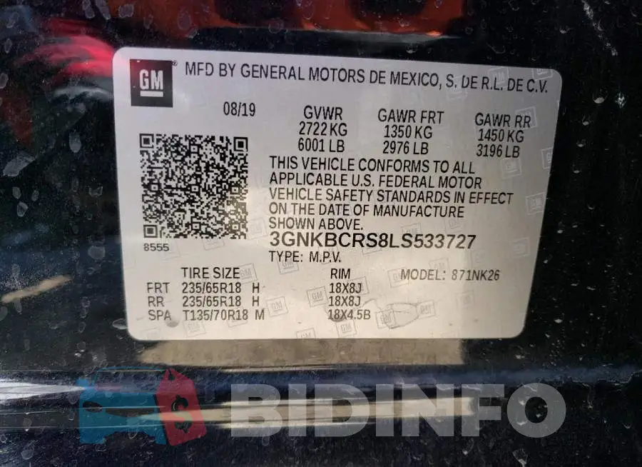 3GNKBCRS8LS533727 Photo# 12