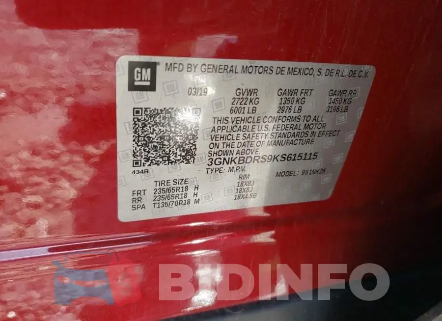 3GNKBDRS9KS615115 Photo# 13
