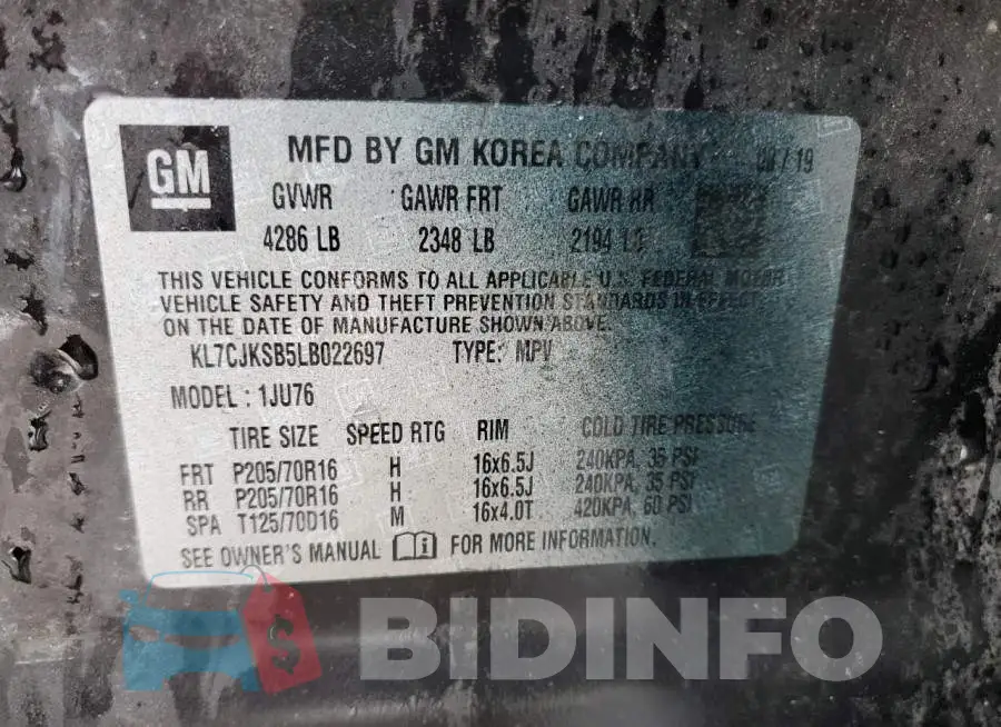 KL7CJKSB5LB022697 Photo# 14