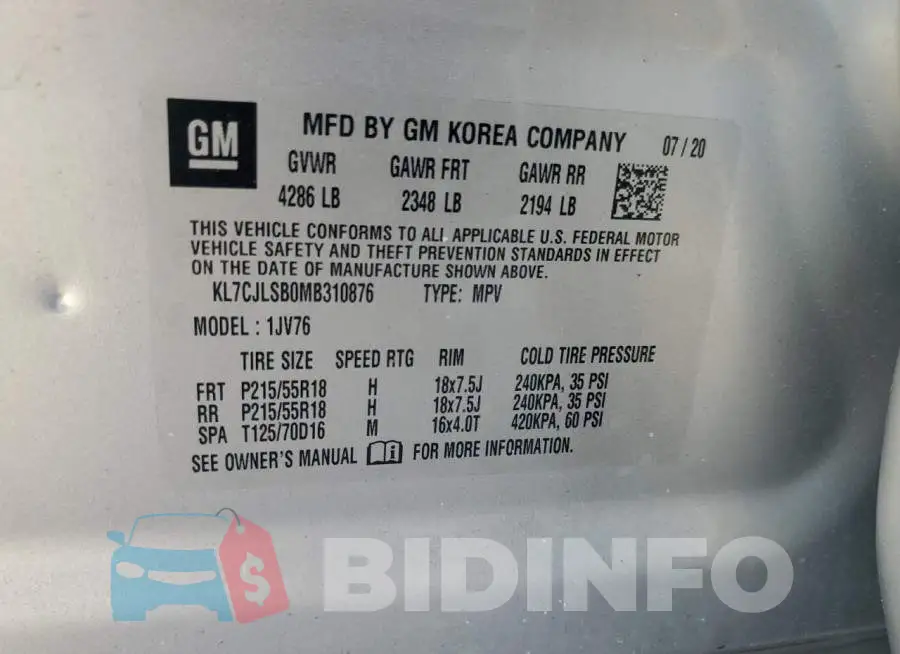 KL7CJLSB0MB310876 Photo# 13