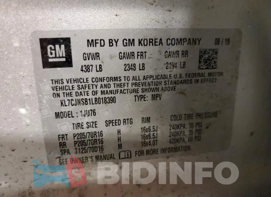 KL7CJNSB1LB018390 Photo# 12