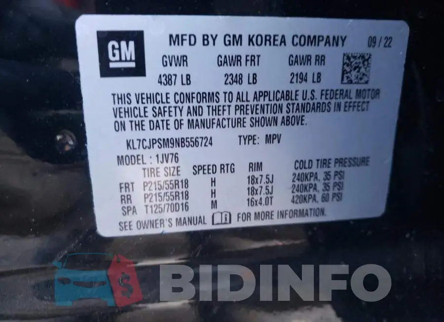 KL7CJPSM9NB556724 Photo# 12