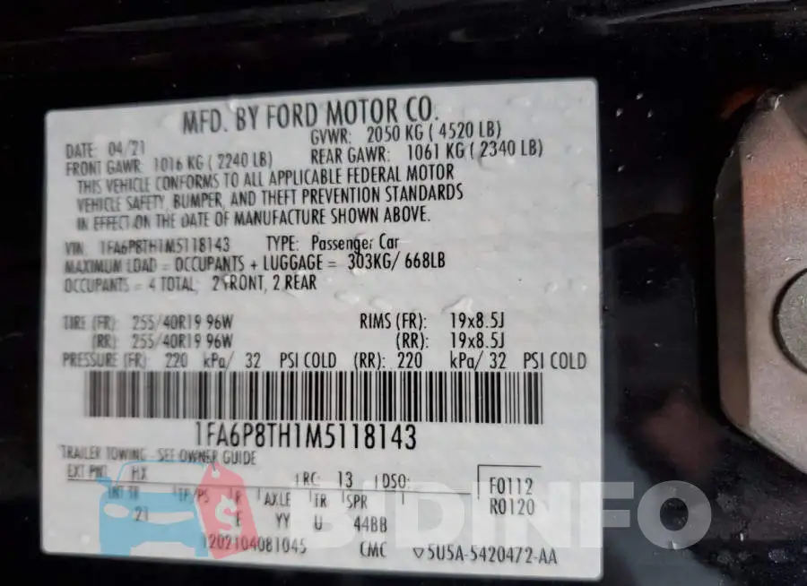 1FA6P8TH1M5118143 Photo# 12