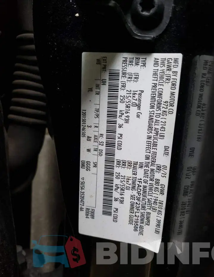 1FADP3F23FL219586 Photo# 12
