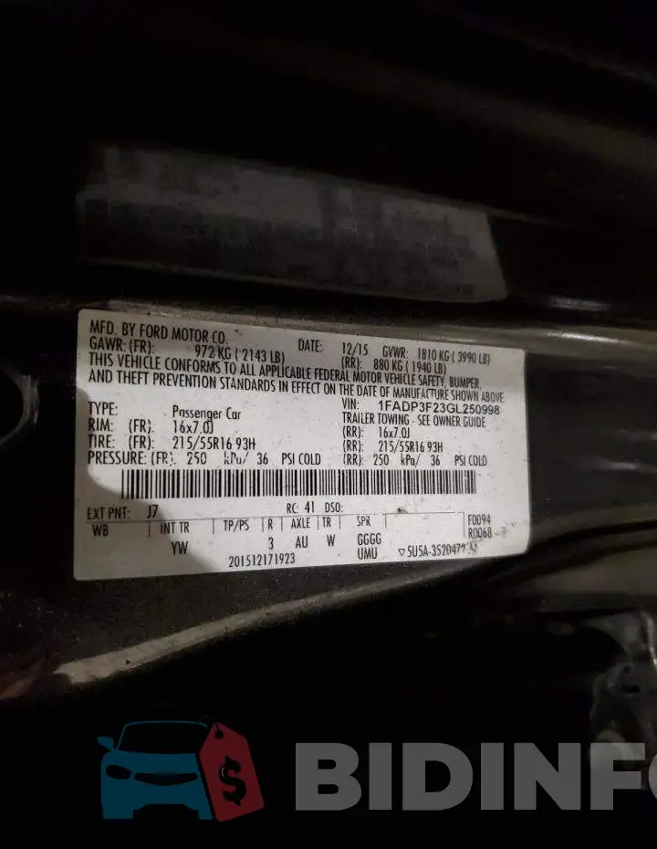 1FADP3F23GL250998 Photo# 12