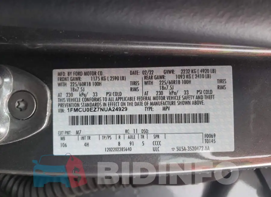 1FMCU0EZ7NUA24929 Photo# 14
