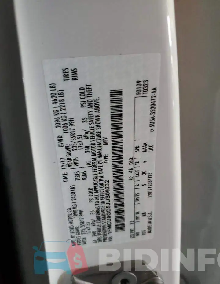 1FMCU0GD5JUB09232 Photo# 13