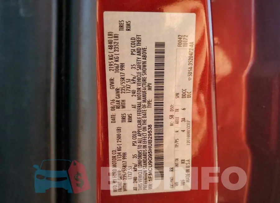1FMCU9G95HUB29538 Photo# 13