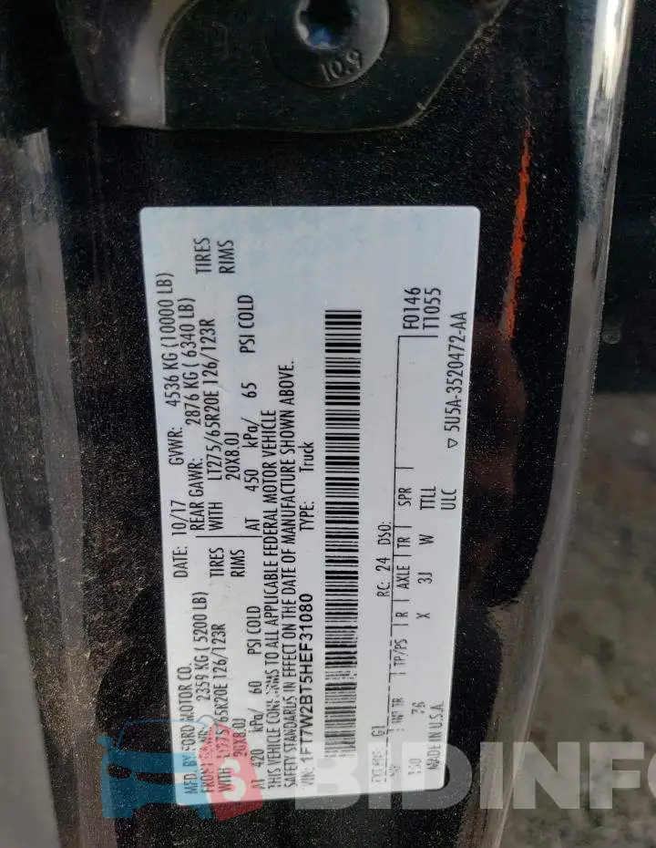 1FT7W2BT5HEF31080 Photo# 12