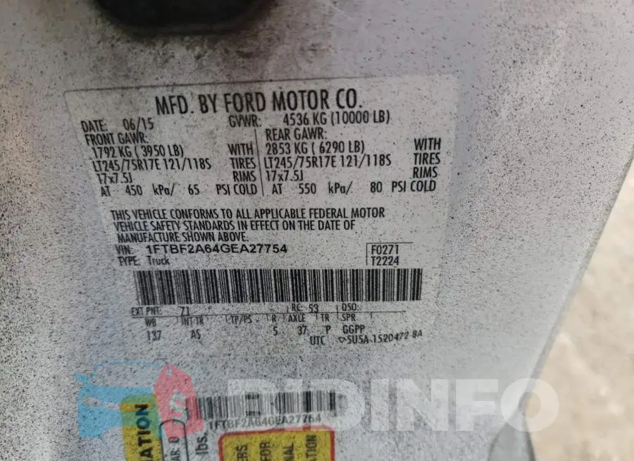 1FTBF2A64GEA27754 Photo# 12