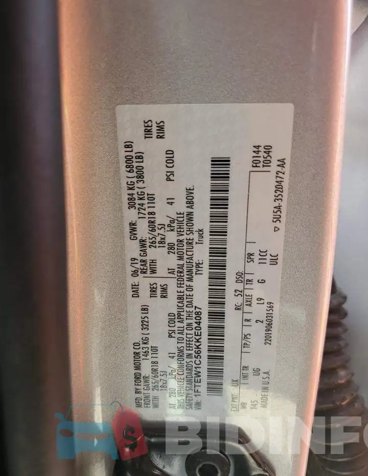 1FTEW1C56KKE04087 Photo# 12
