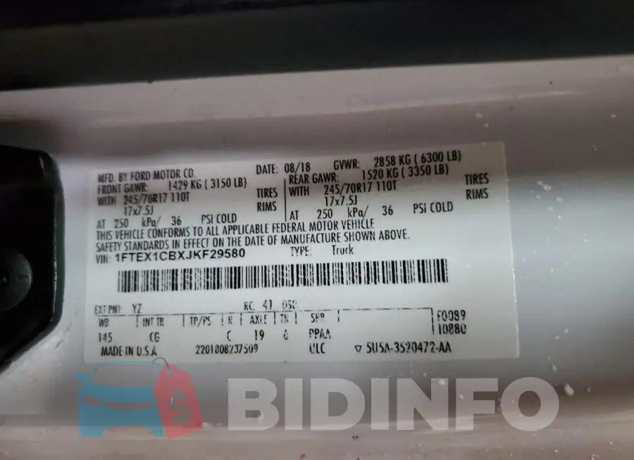 1FTEX1CBXJKF29580 Photo# 12