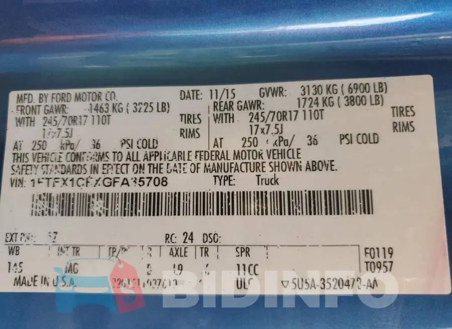 1FTEX1CFXGFA35708 Photo# 13