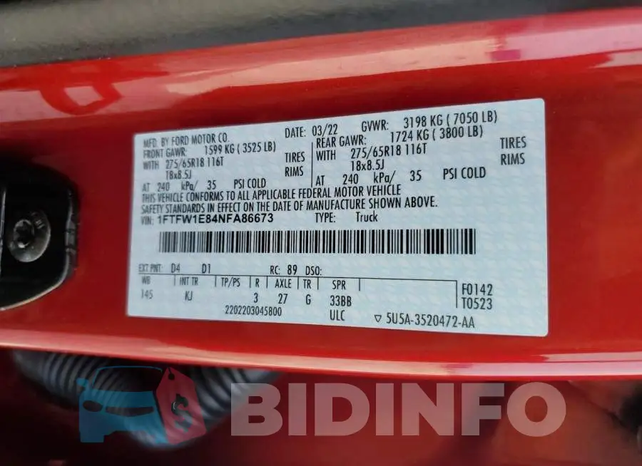 1FTFW1E84NFA86673 Photo# 12