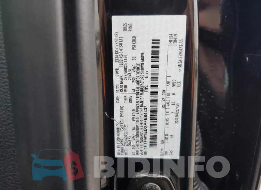 1FTFW1EDXPFB64437 Photo# 12