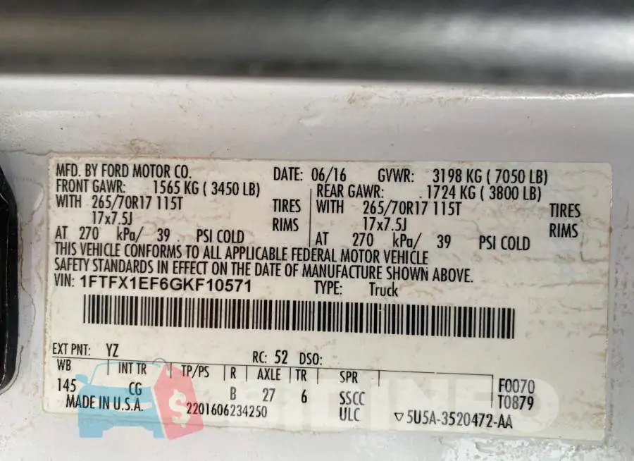1FTFX1EF6GKF10571 Photo# 10
