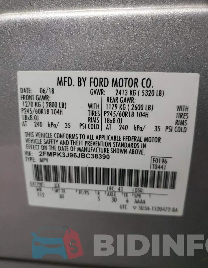 2FMPK3J96JBC38390 Photo# 13