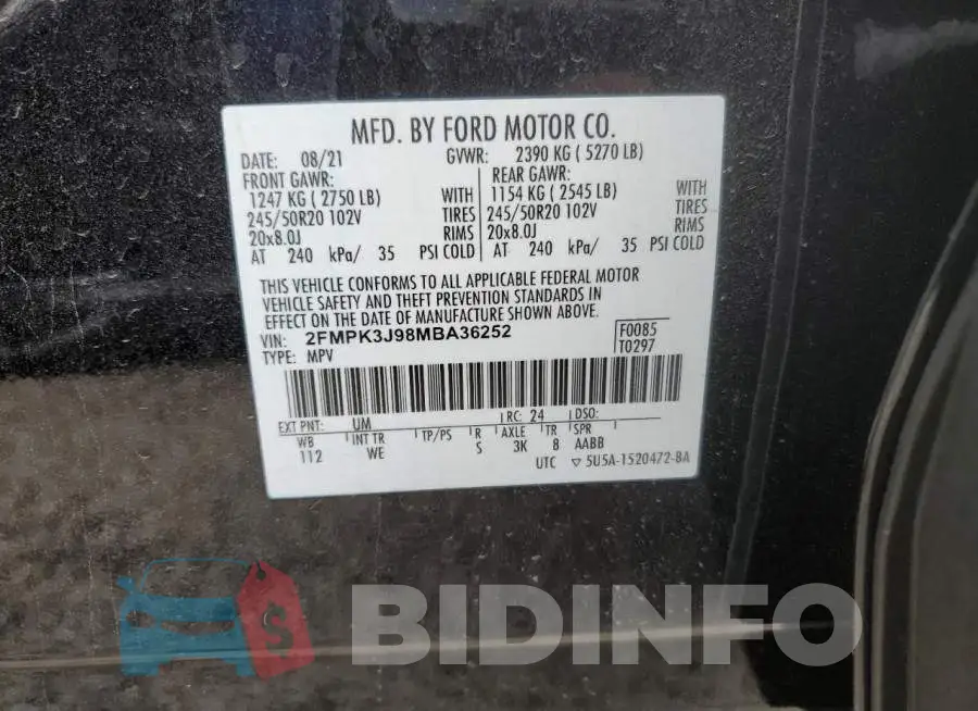 2FMPK3J98MBA36252 Photo# 14