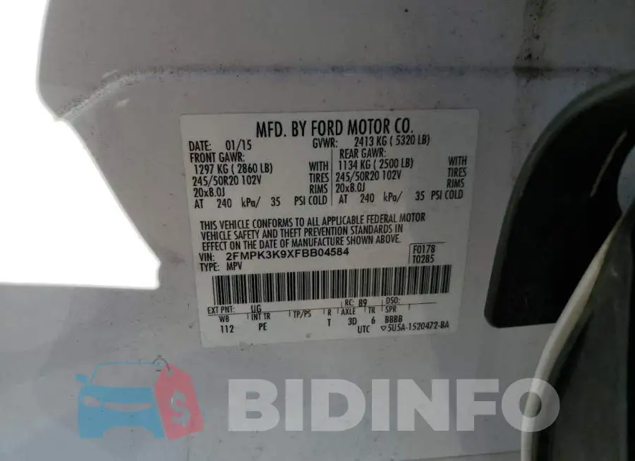 2FMPK3K9XFBB04584 Photo# 13