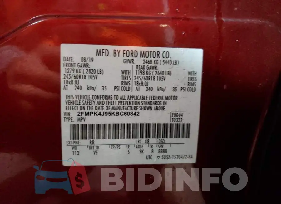 2FMPK4J95KBC60842 Photo# 12