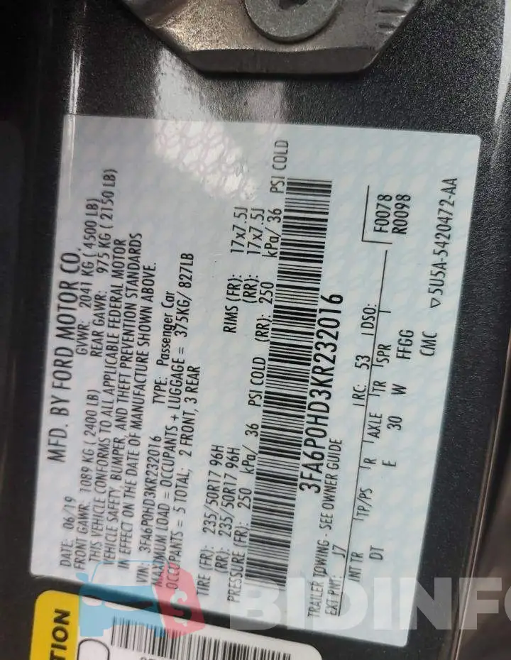 3FA6P0HD3KR232016 Photo# 12