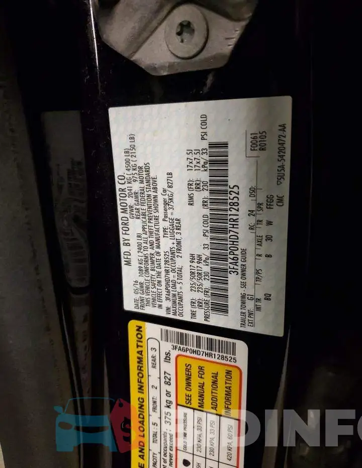 3FA6P0HD7HR128525 Photo# 12