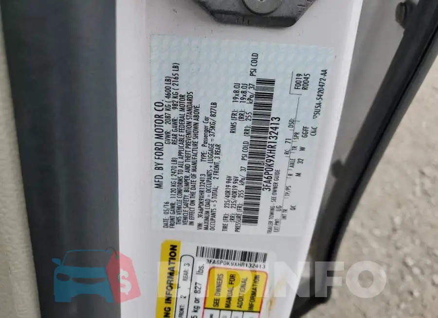 3FA6P0K9XHR132413 Photo# 12