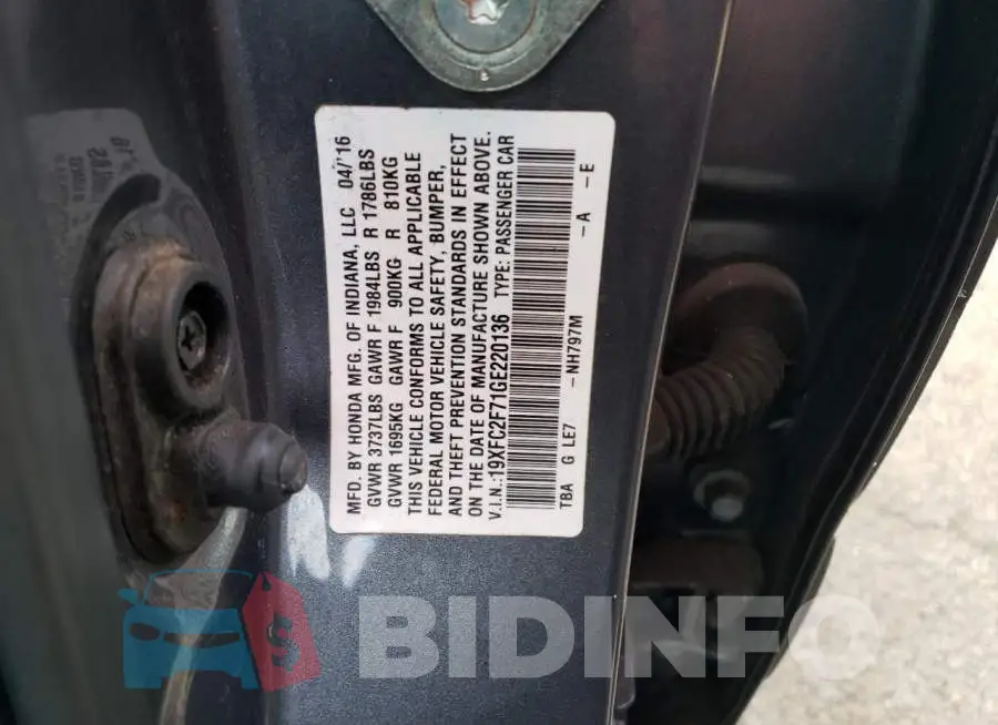 19XFC2F71GE220136 Photo# 12