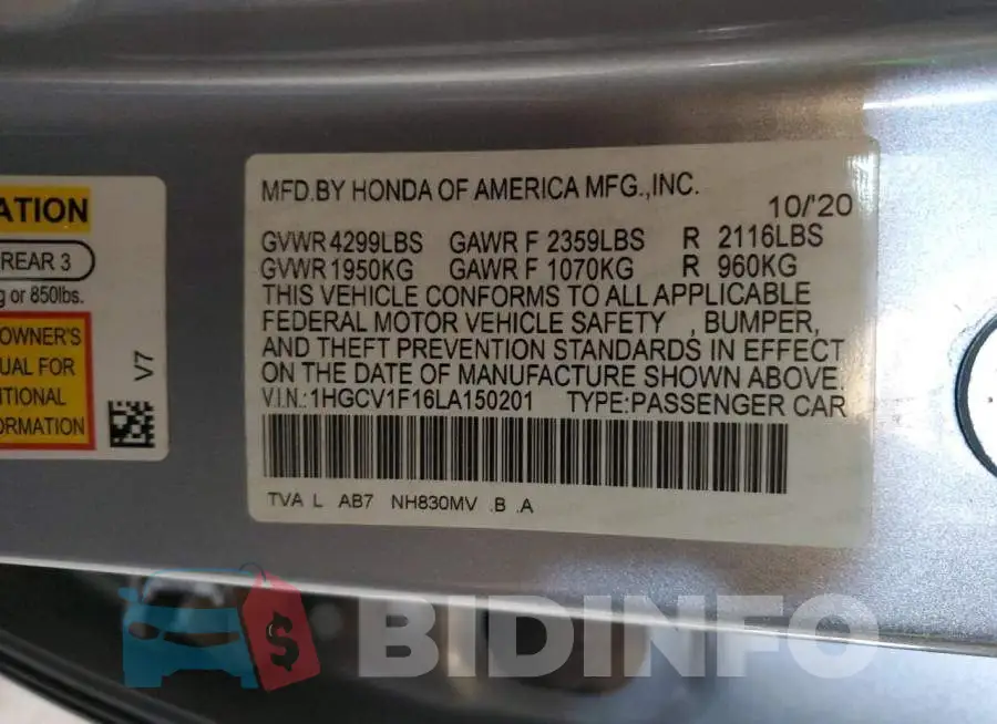 1HGCV1F16LA150201 Photo# 12
