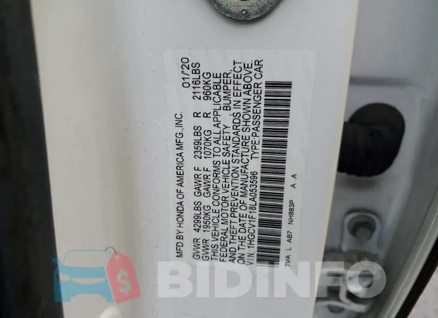 1HGCV1F18LA053596 Photo# 12