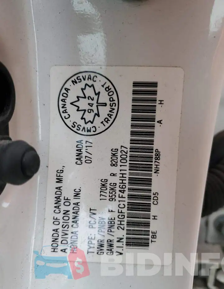 2HGFC1F46HH110027 Photo# 12