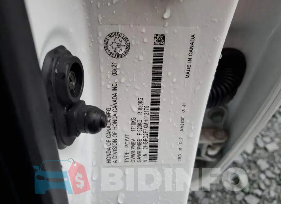 2HGFC2F7XMH012175 Photo# 13